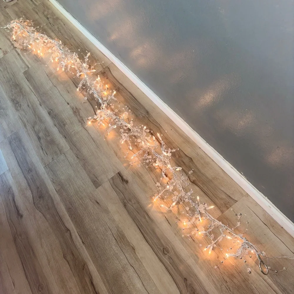 9' LED Gem Garland 100 Warm White LED Lights Christmas Holidays Weddings